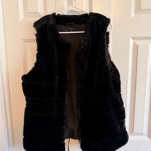 Talbots Women's Faux Fur Vest - Black